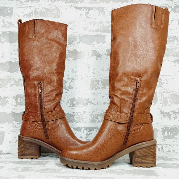 New Zodiac Georgia Womens Faux Leather Riding Knee-High Boots A262 - Picture 5 of 12